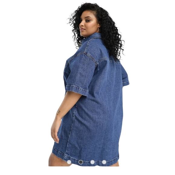 ASOS Curve Indigo Denim Shirt Dress - Picture 3 of 11